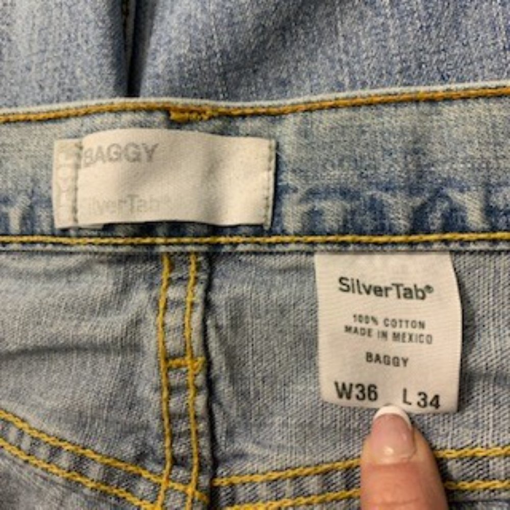 Levis Silver Tab Womens Baggy Denim Jeans zip up fly 36 X 34 - Picture 5 of 12